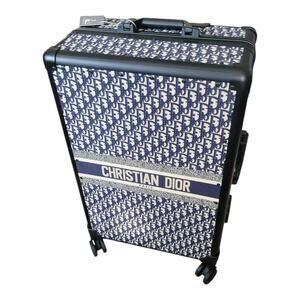 Christian Dior Blue Abstract Pattern Wheeled Suitcase Carry On Size 24x16x10 "